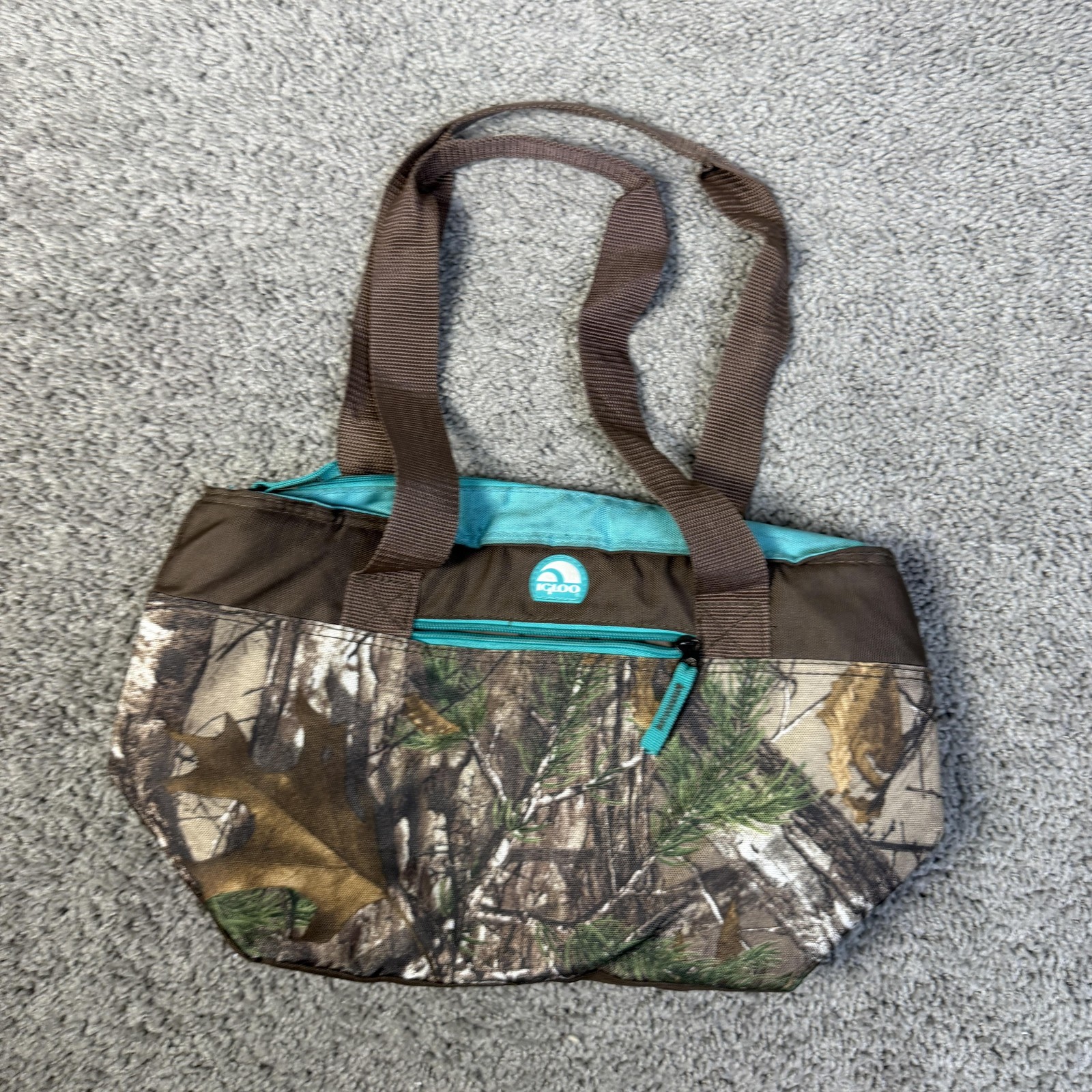 Tote Bag One Size Camo Brown Teal Insulated Portable