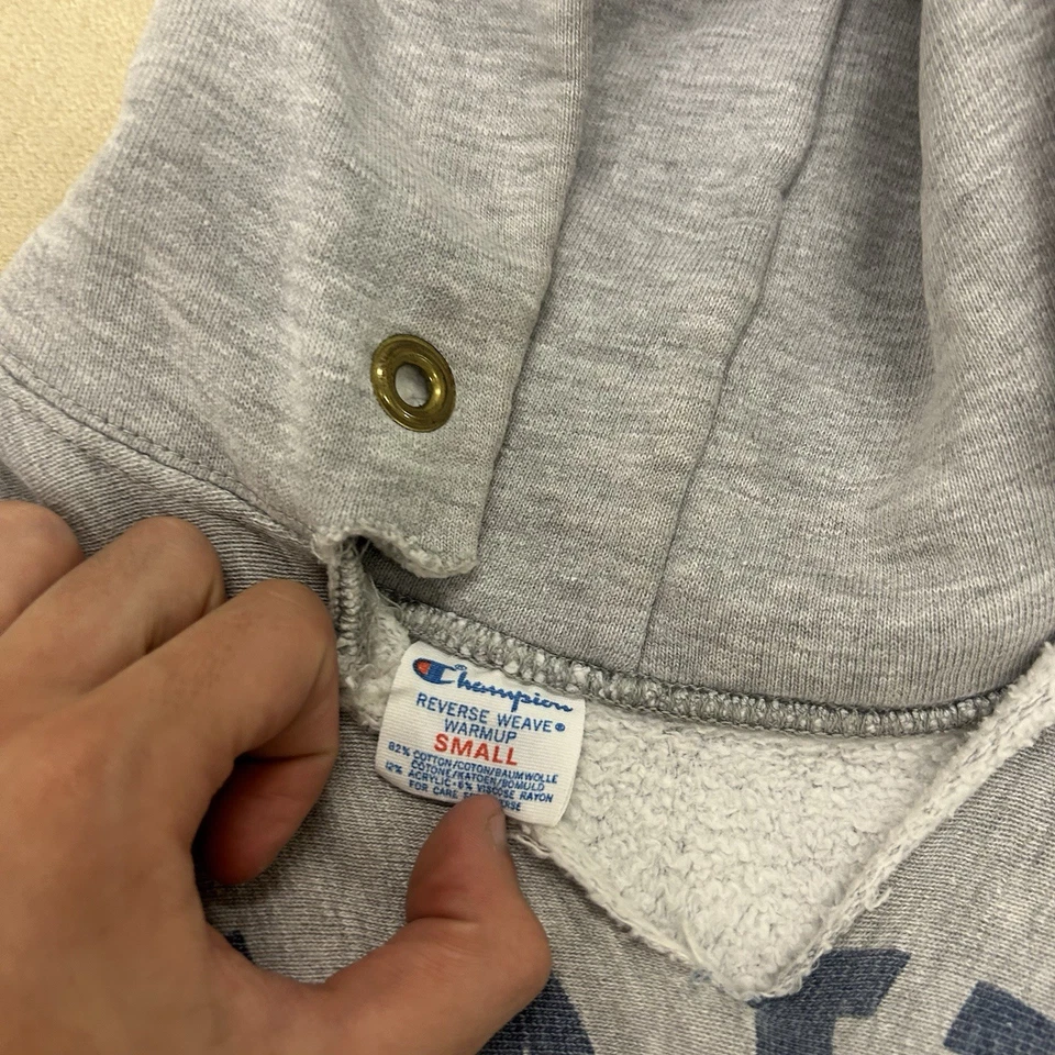 Vintage 1980s Champion Reverse Weave Hoodie US Navy Water Print size Small - Image 4 of 4