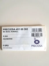 FULL PACK, 5 GROSS, PRECIOSA 4 MM MACHINE-CUT RONDELL BEADS/AQUAMARINE