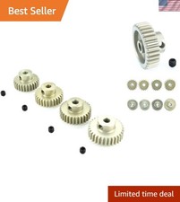 Efficient 48 Pitch Pinion Gear Set in Lightweight Aluminum - Includes Set Screws