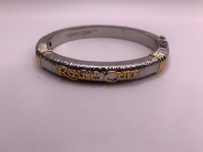 Rustic Cuff Bracelet Metal silver color with gold color accents