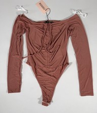 Missguided Sculpted Seam Free Ruched Bust Long Sleeve Bodysuit