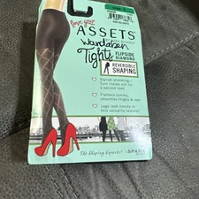 Spanx Assets Tights Flipside Diamond Reversible Shaping Sz 3 Black Nwt