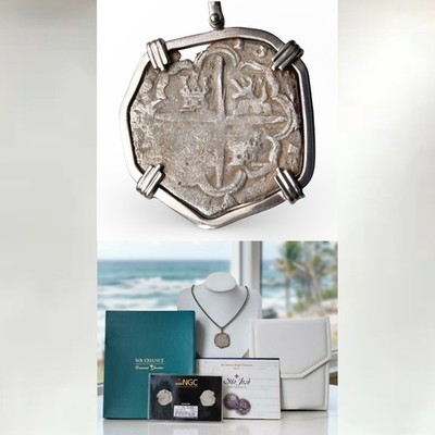 1622 São José Schiffswrack 4 Reales Cob Silber Anhänger NGC WR Chance