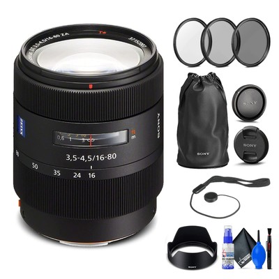 Sony Vario-Sonnar T* DT 16-80mm f/3.5-4.5 ZA Lens + Filters + Cap Keeper + More