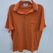 Hermes Men's Short Sleeve H Embroidered Polo Shirt 100 Cotton Size XL Italy