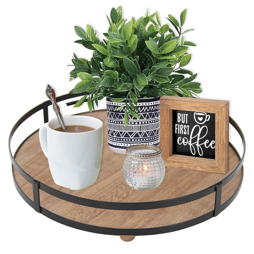 Defined Deco 12in Decorative Tray-Round Serving Tray with Metal Handle-Decora... - Picture 1 of 9