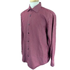 Banana Republic Men's Shirt Long Sleeve Spread Collar Red Stripe 16-16.5 Large