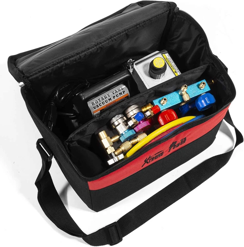 Premium 4CFM Air Vacuum Pump HVAC A/C Refrigeration Kit AC Manifold Gauge Case S - Image 3 of 4