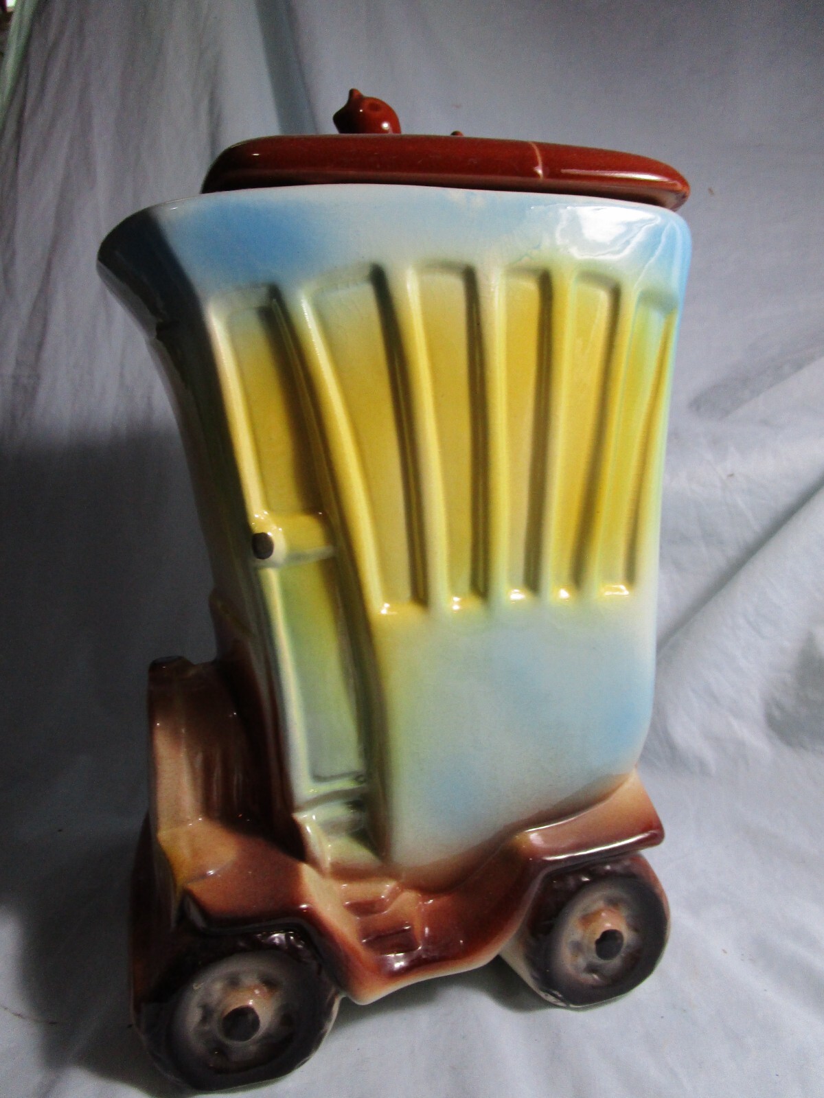 Vintage American Bisque Cookie JarAfter School Cookies Truck with Bird