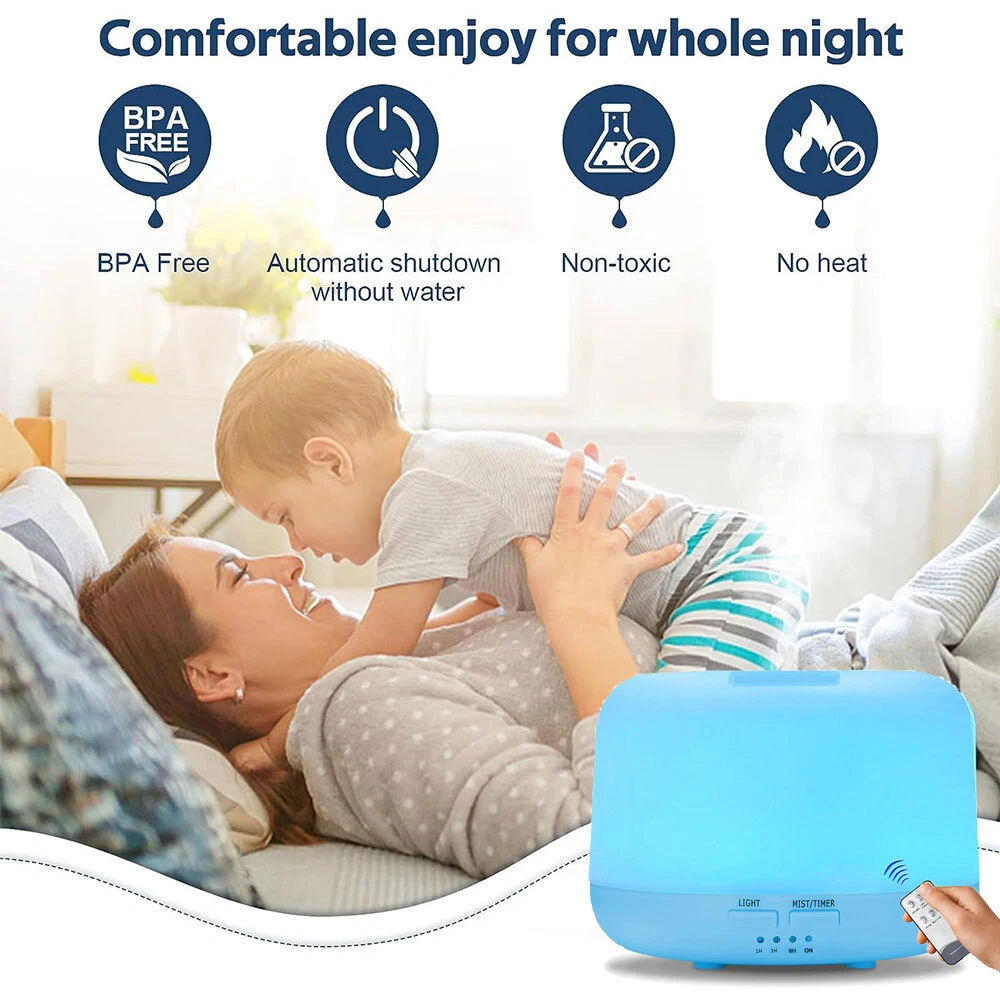 500ml Essential Oil Aroma Diffuser for Large Room LED Humidifier Air Purifier