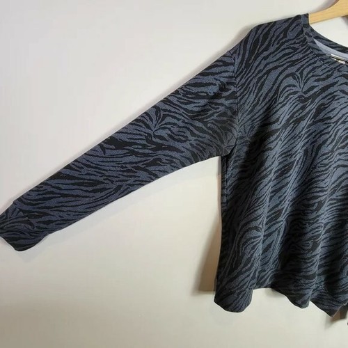 Sundry Drapery Zebra Crew Sweatshirt Black & Blue SZ Small - Picture 3 of 10
