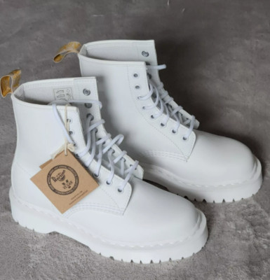 Dr Martens 1460 Mono White Smooth Leather Unisex Boots-Ladies 6/Mens 5