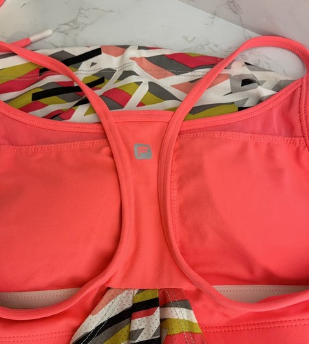 Fabletics Impulse Print Zion Tank Top Size Medium Pink Pop Coral Racerback EUC - Picture 6 of 6