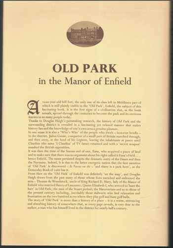 Old Park in the Manor of Enfield ; SIGNED by Douglas Haigh - Hardcover Book - Picture 2 of 6