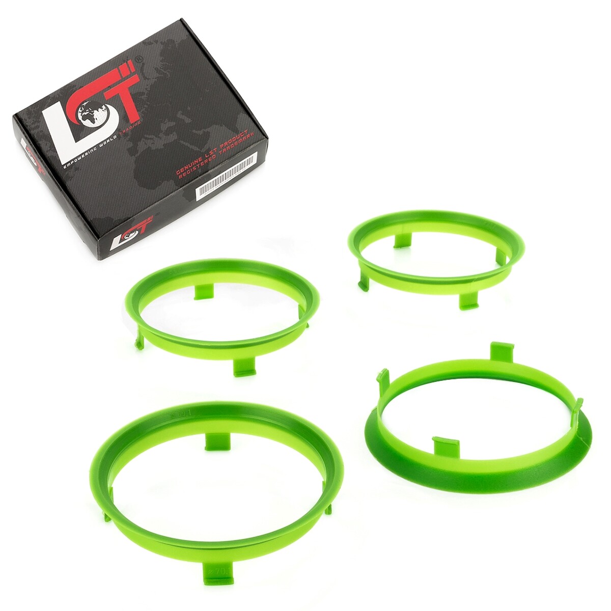 4x Distance Rings Centering Green Alloy Wheels Ø 69,1 MM - 70,1 for Land Rover