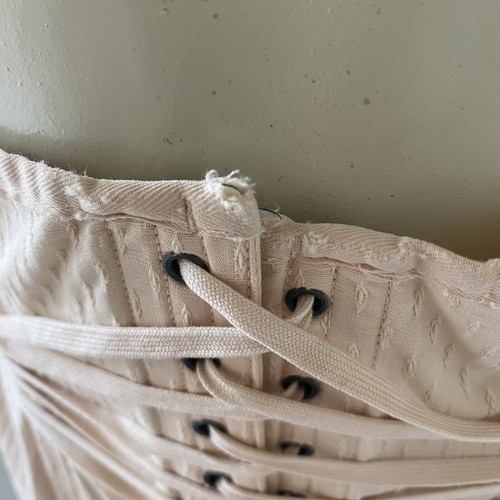Vintage CAMP Laced Corset Girdle w/Garters Boning Peach Pink 30s 1930s 40s 1940 - Picture 3 of 18