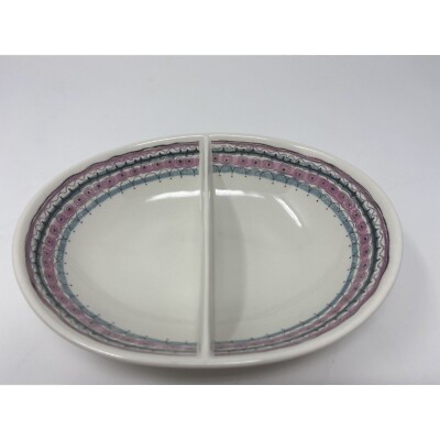 PETER TERRIS ''Bali'' Shenango China Oval Divided Serving Dish Vintage 2 Sections