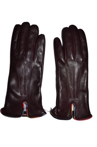 Paul Smith Mainline Womens Burgundy Leather Swirl Piped Glove M Brand New - Picture 2 of 5