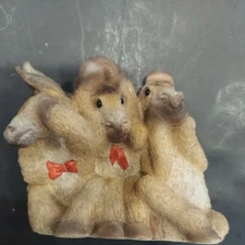 Stone Critters Donkeys hear, see, speak no evil collectibles 