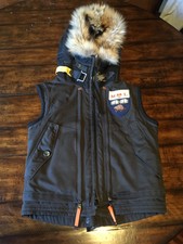 Parajumpers Women's Vest With Fox Fur And Rabbit Hood Lining, Size Xs S Winter