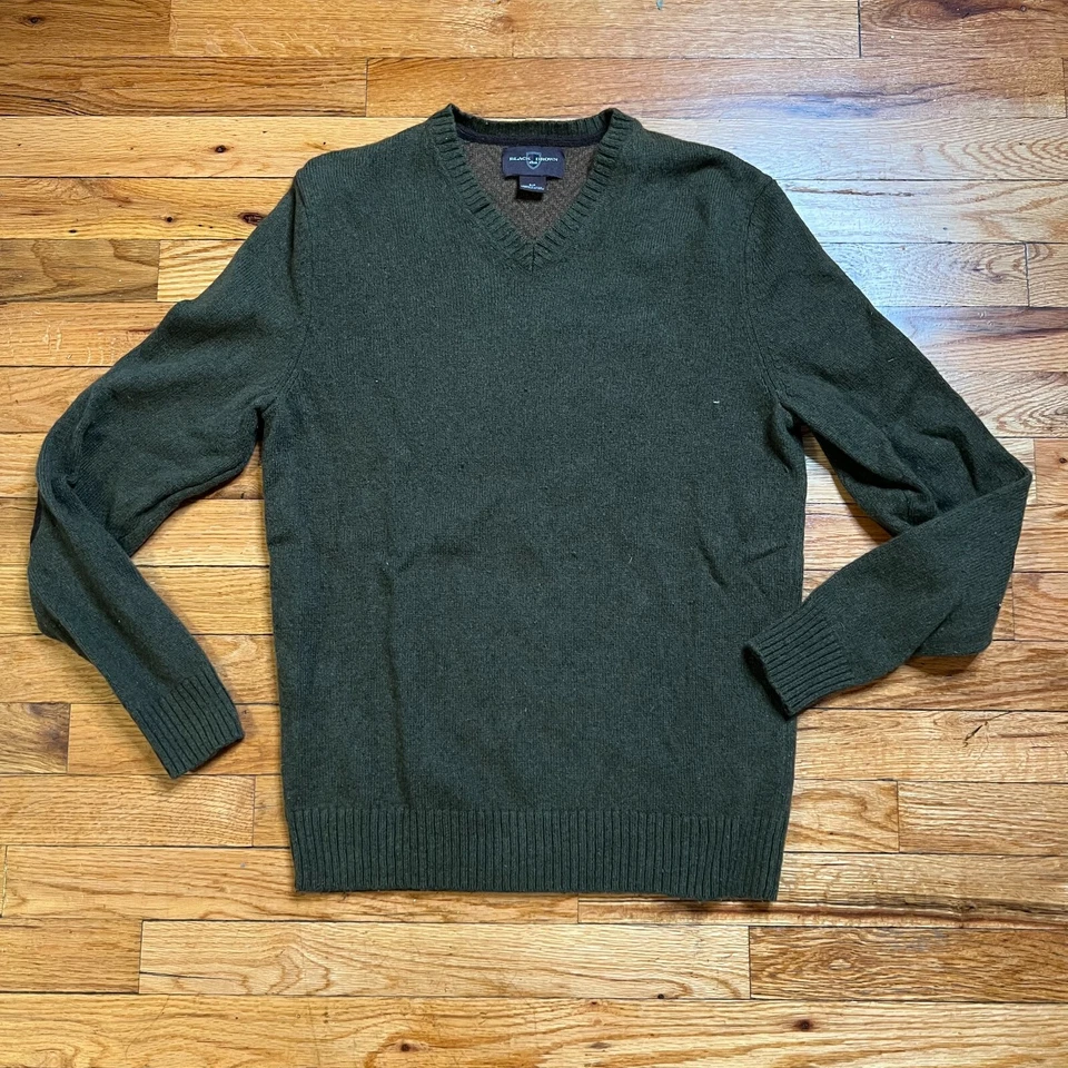 Suéter de lana con cuello en V negro marrón 1826 para hombre talla pequeña - verde 38 pulgadas pecho Foto 2 de 4