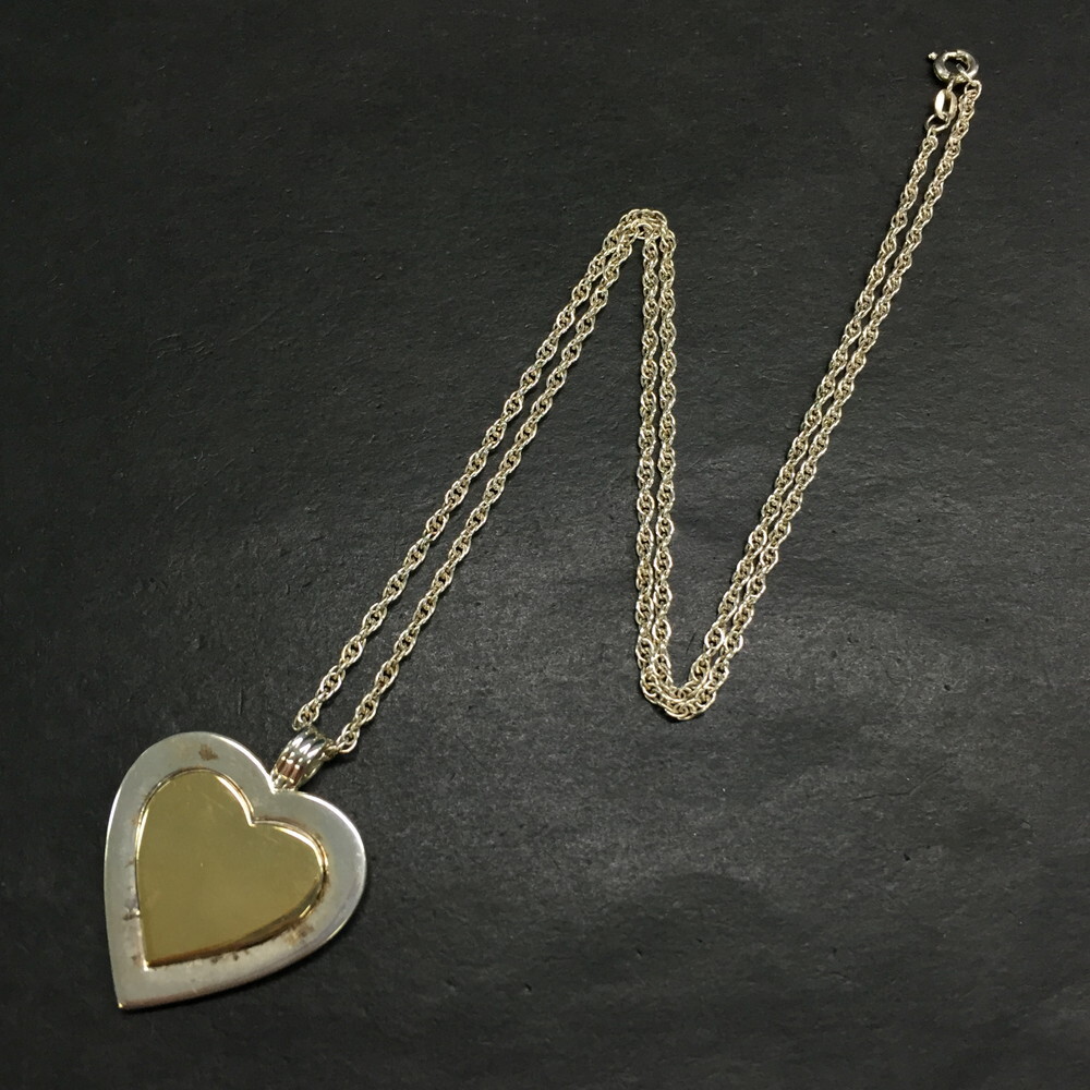 TIFFANY&CO. Heart Motif Silver 925/Gold 18K Pendant Necklace/3AF0307