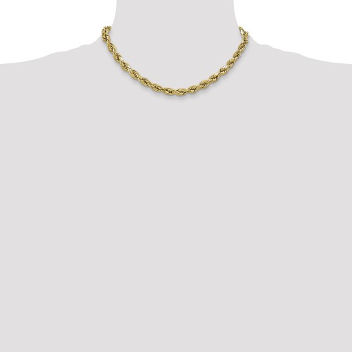 Avariah 10k Yellow Gold 4.9mm Semi-solid Diamond Cut Rope Chain - Picture 4 of 6