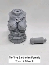 3d Printed TIEFLING BARBARIAN FEMALE TORSO 2.0  NECK Mythic Legions 1/12 Scale