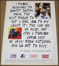 1996 Emmitt Smith NFL Pledge Allegiance Print Ad Advert Dallas Cowboys Starter