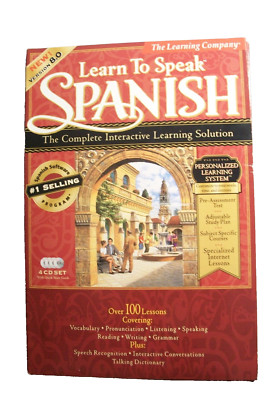 Learning Company ''Learn To Speak Spanish'' 8.0 Software 4 CD w/ Quick Start Guide