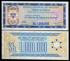 Bolivia 1000000 PESOS P-192 C 1985 UNC World Currency 1 Million Bolivianos NOTE