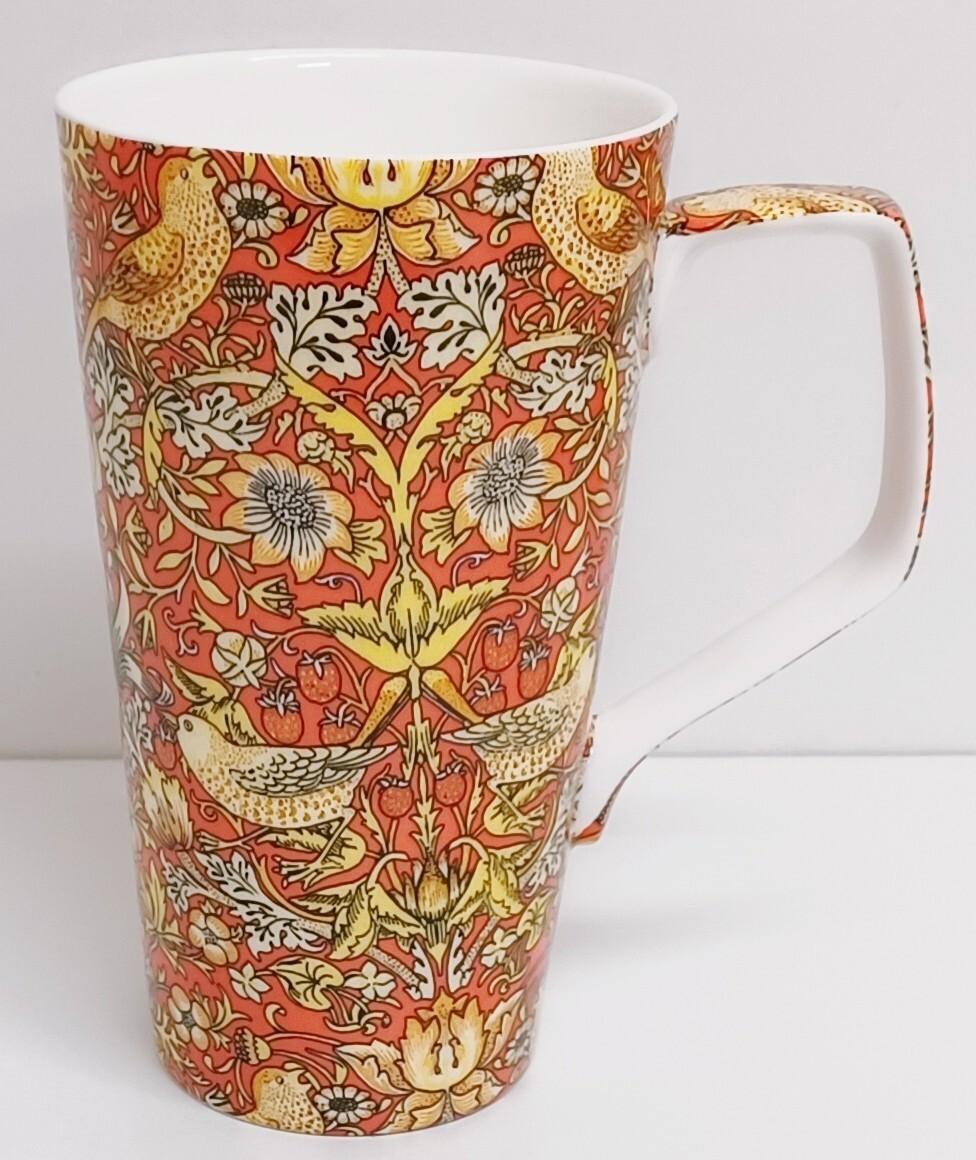 William Morris Strawberry Thief Orange Mug 500 ml Fine China Large Latte Cup