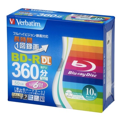 Verbatim One-Time Recording Blu-Ray Disc Bd-R Dl 50Gb Single-Sided Dual L No.107