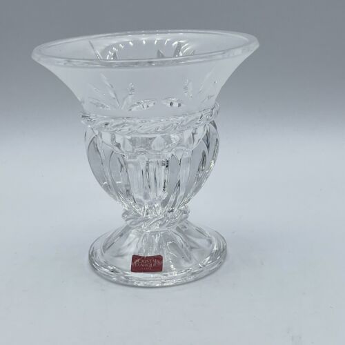 Cristal Darques Feance Lead Crystal Etched Frosted Tapered Candle Holder - Picture 1 of 12