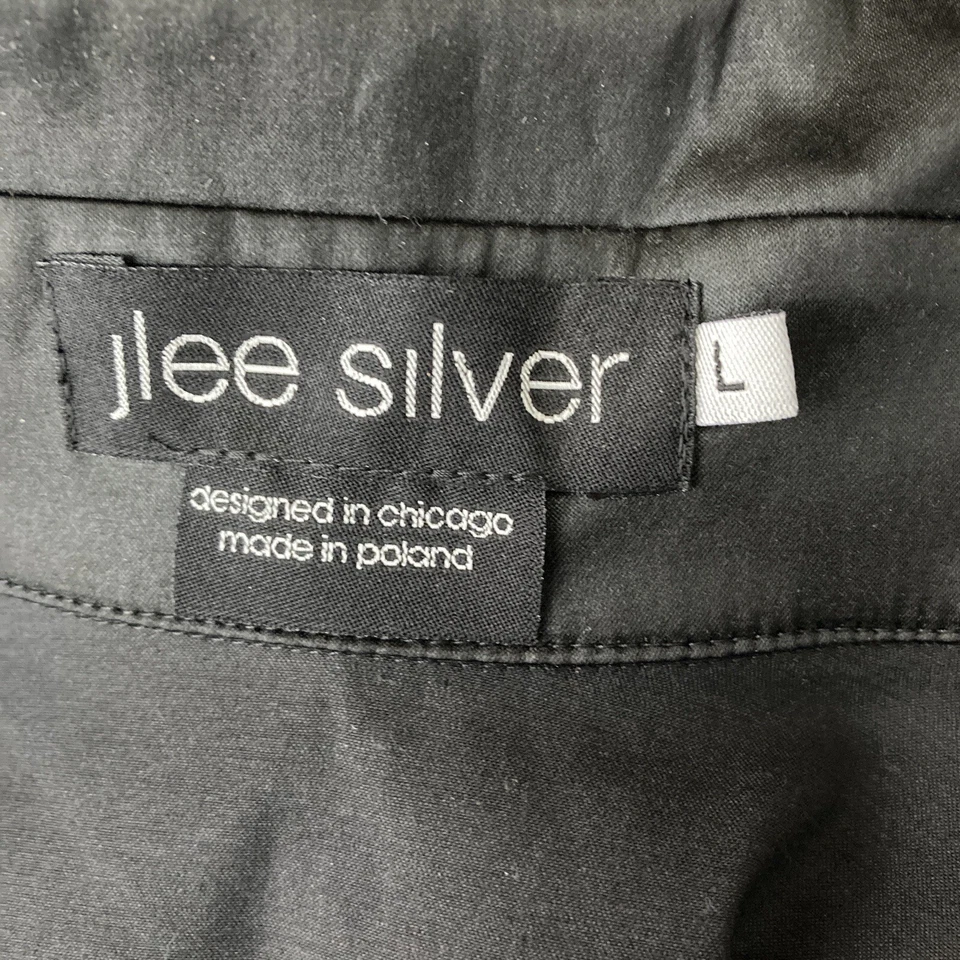 Camisa Jlee Plateada Para Hombre Grande Botón Frontal Negra Brillo Satinado Foto 3 de 4