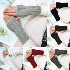 1Pair Fingerless Arm Warm Winter Knitted Gloves Hand Long Warmer Mittens Unisex  