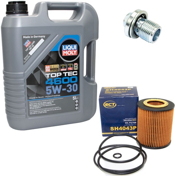 MotoröL Set 5W-30 5 Liter + ÖLfilter SH 4043 P + Schraube FüR Opel Vectra Saab-image