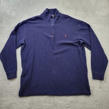 Polo Ralph Lauren 1/4 Zip Sweater Mens 2XLT Tall Blue Pony Long Sleeve Pullover