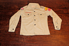 Boy Scouts of America BSA Youth Shirt Tan Size 12 Small  Sewn Patches