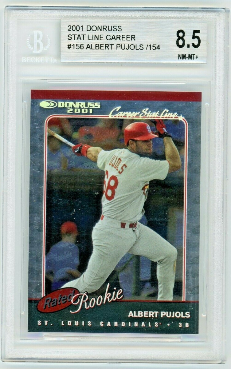 ALBERT PUJOLS 2001 Donruss Rated Rookie Career Stat Line Rc
