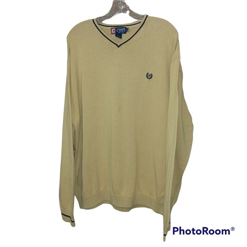 Chaps Yellow Long Sleeve V-neck Sweater 