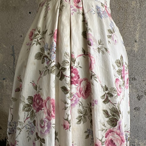 Vintage 1930s Chintz Pink Rose Floral Print Cotton Halter Dress Midi Low Back - Picture 6 of 23