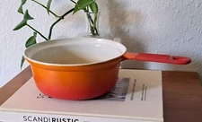 DESCOWARE Belgium Orange Enamel Cast Iron Cooking Skillet No Lid 89-A 7" 18