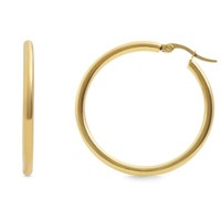 Akzent Damen Ohrschmuck Ohrringe Creolen Edelstahl Gold Ø 45 Mm Klappverschluss