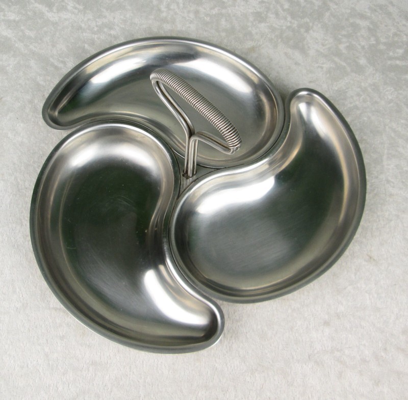 Denmark Stainless Steel 3 Section Serving Dish Danish Modern Mid Century Modern