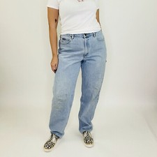 Vintage 90s Lee High Rise Straight Leg Dirty Relaxed Blue Denim Jeans 34" womens