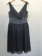 NWT Nine West Special Occasion Silver Gray Sleeveless Lace Silk Dress Size 8