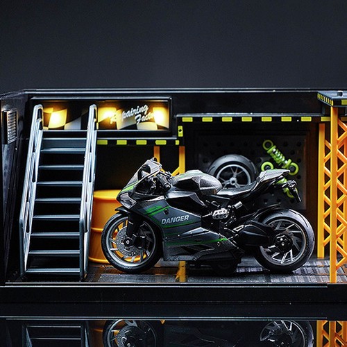 1/24 Diorama Modello Riparazione Auto Negozio Modello Garage Presso Scena Modello Giocattolo Fai Da Te - Foto 8 di 10