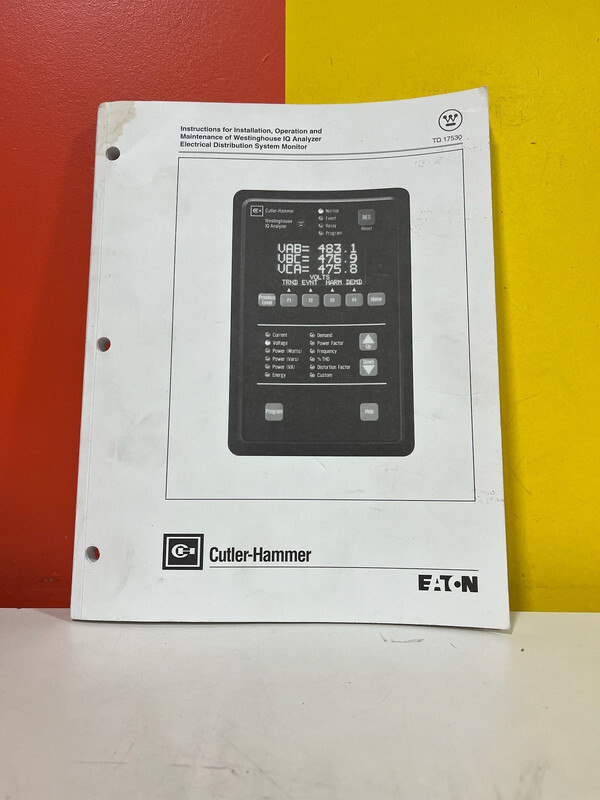 Cutler Hammer TD 17530 Westinghouse IQ Analyzer Electrical Dist 